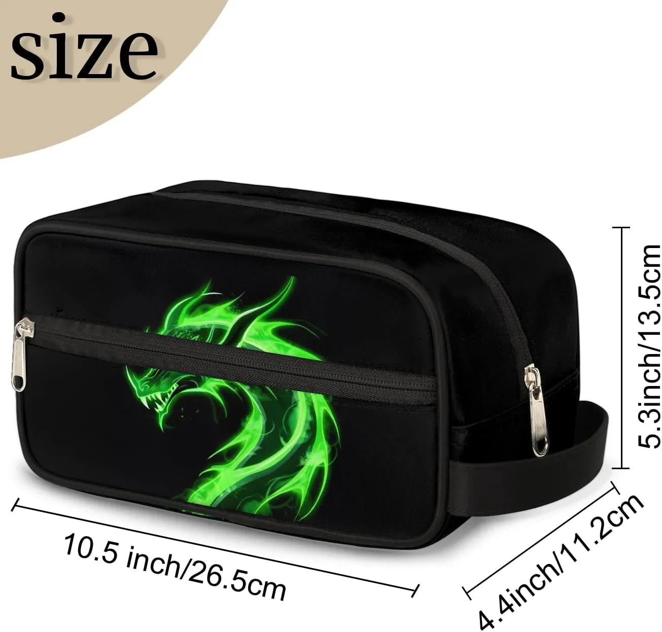 Kids Travel Toiletry Bag for Boys Men - Green Dragon Hanging Dopp Kit - Waterproof Shaving Bag Bathroom Bags Wash Bag for Toiletries Accessories