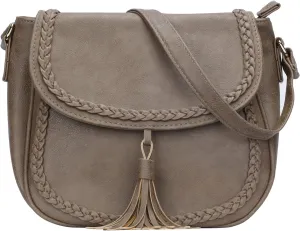 KKXIU Casual Flap Saddle Crossbody Bags for Women Purses and Handbags with Tassel