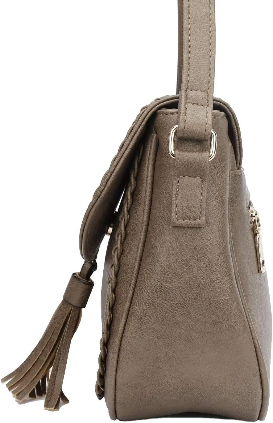 KKXIU Casual Flap Saddle Crossbody Bags for Women Purses and Handbags with Tassel