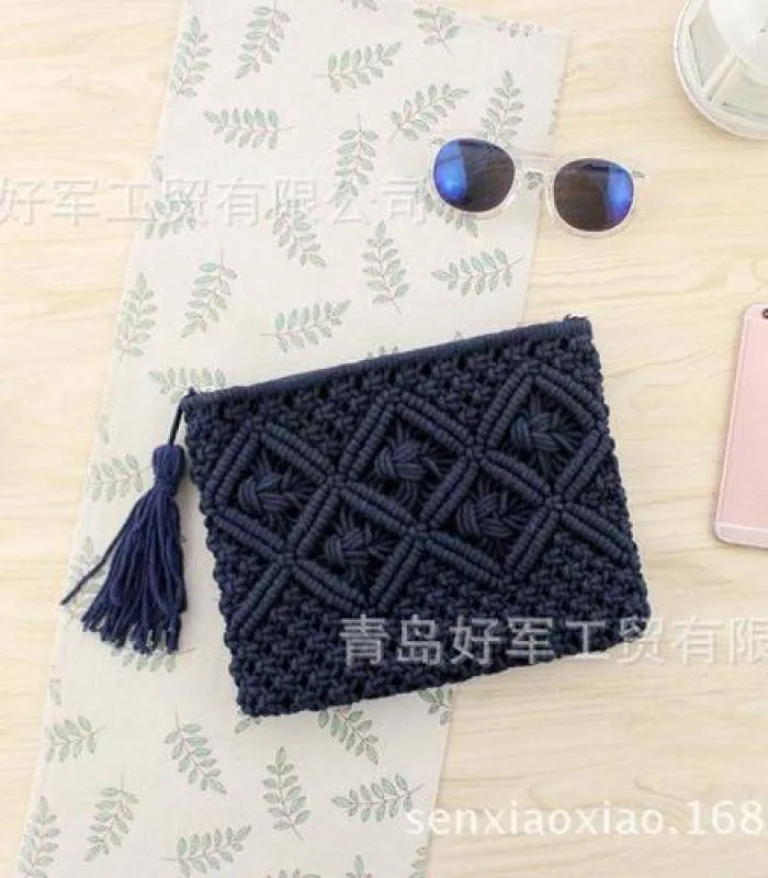 Knitted Bohemia Tasseled Handbag