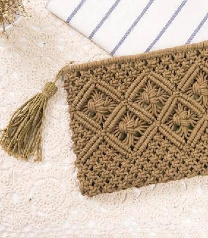 Knitted Bohemia Tasseled Handbag