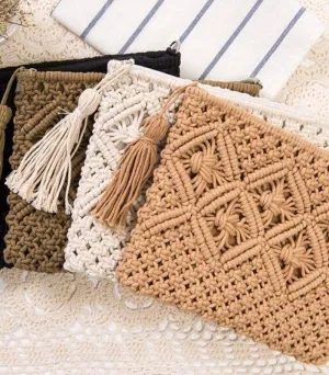 Knitted Bohemia Tasseled Handbag