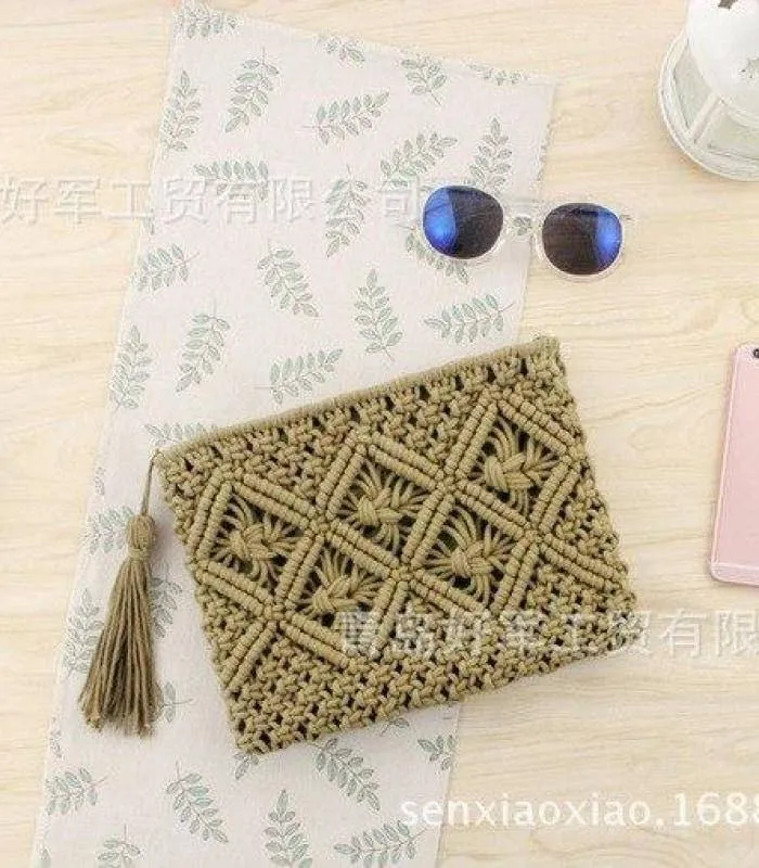 Knitted Bohemia Tasseled Handbag