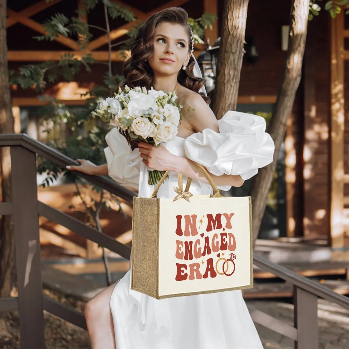 KongMoTree Bride Bag, Bride Gifts, Bridal Shower Gifts, Canvas Tote Bag, Wedding Honeymoon Gift Reusable Shoulder Bags