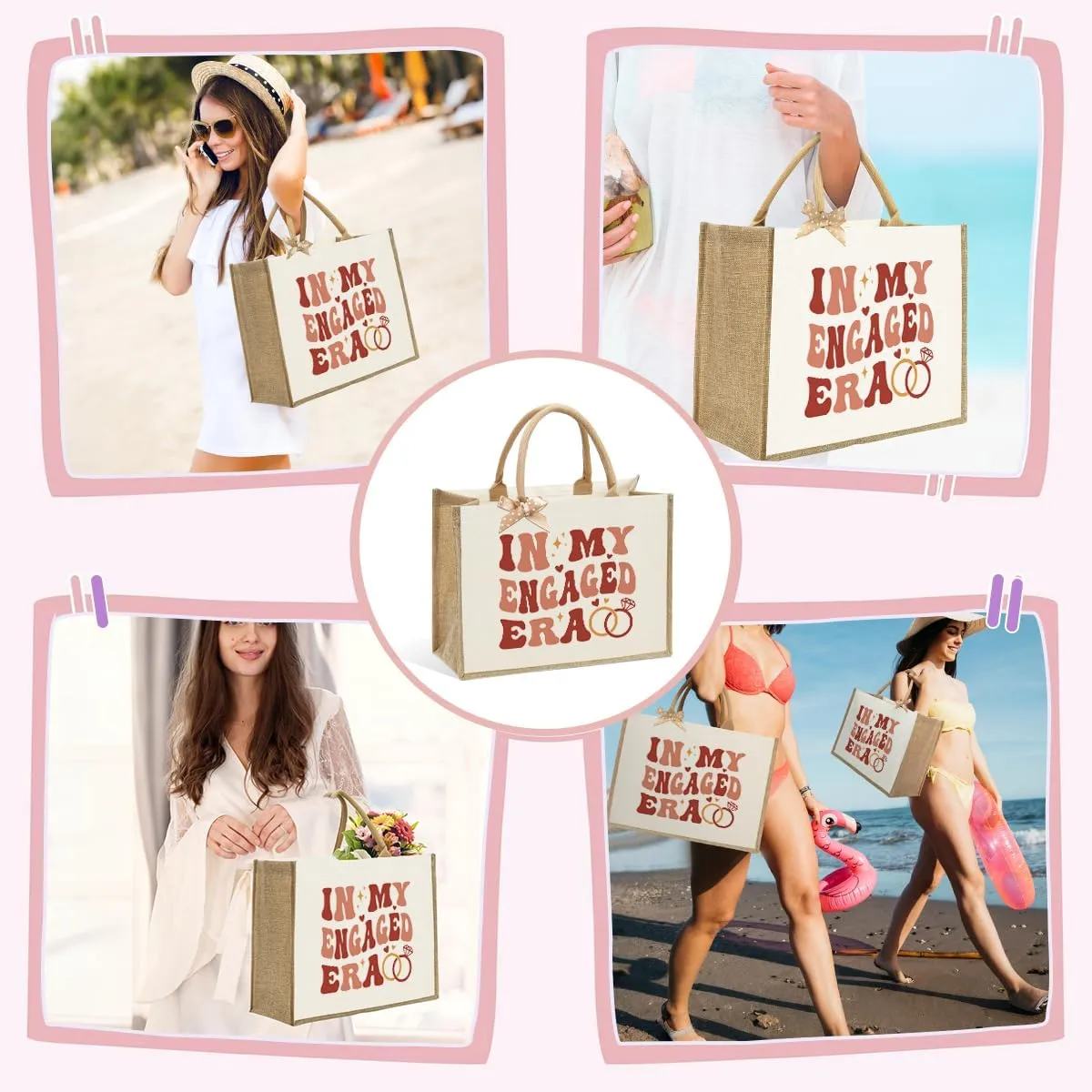 KongMoTree Bride Bag, Bride Gifts, Bridal Shower Gifts, Canvas Tote Bag, Wedding Honeymoon Gift Reusable Shoulder Bags