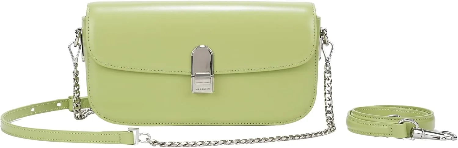 LA FESTIN Split Leather Crossbody Purses For Women With Dual Straps - Trendy Women's Shoulder Handbags Designer Satchel Bags