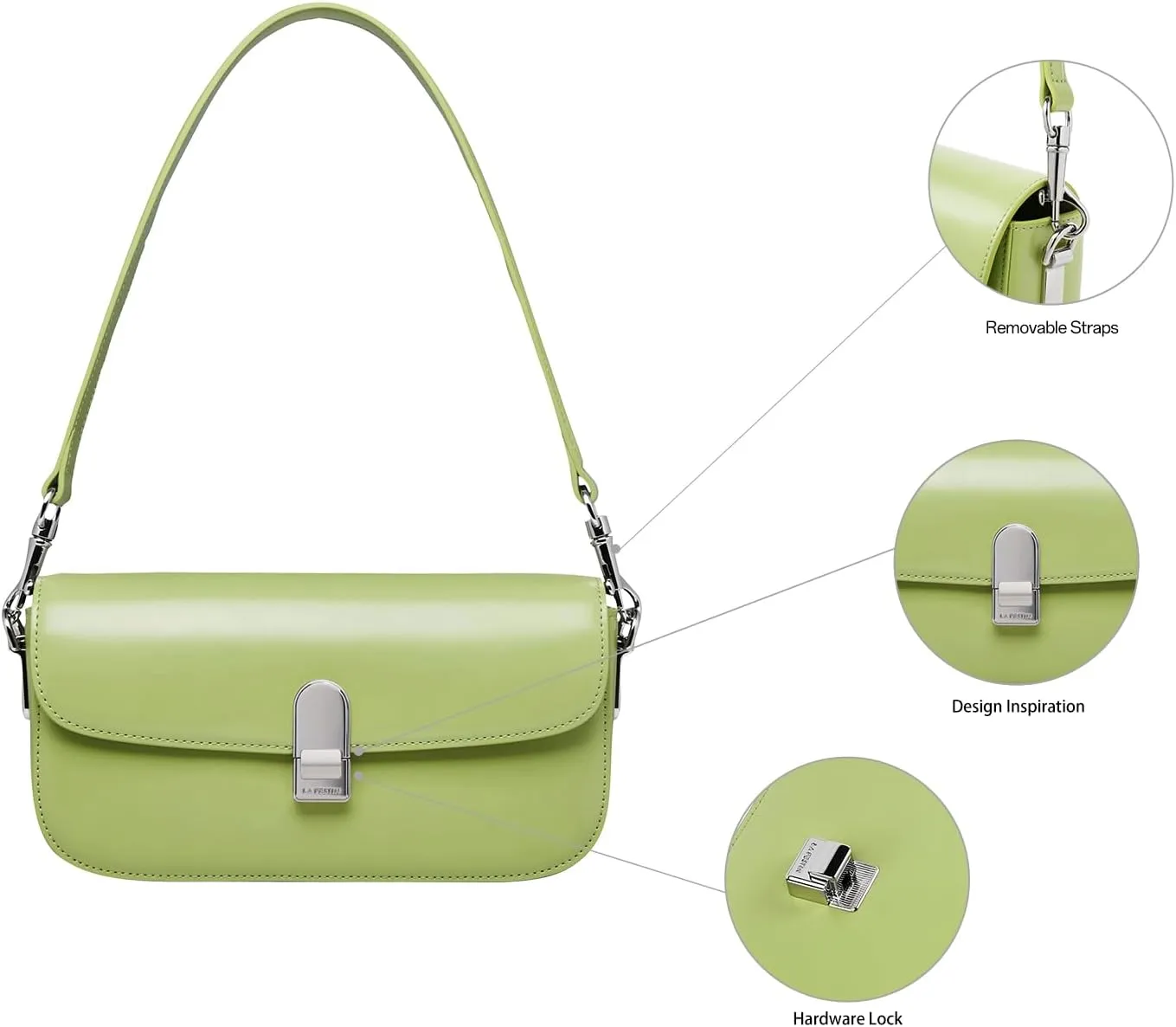 LA FESTIN Split Leather Crossbody Purses For Women With Dual Straps - Trendy Women's Shoulder Handbags Designer Satchel Bags