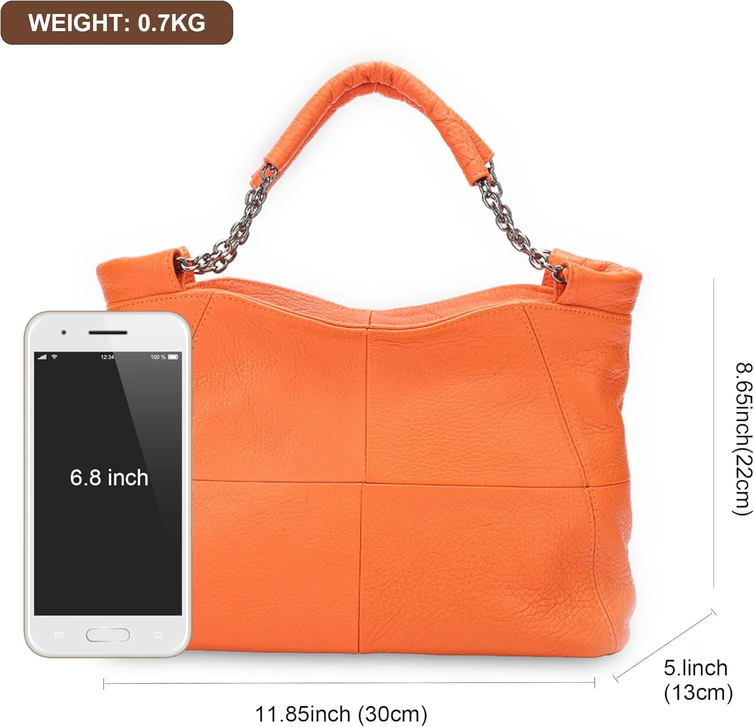 Ladies Crossbody Bag Multi Purpose Leather Handbag Adjustable Chain and Detachable Shoulder Bag