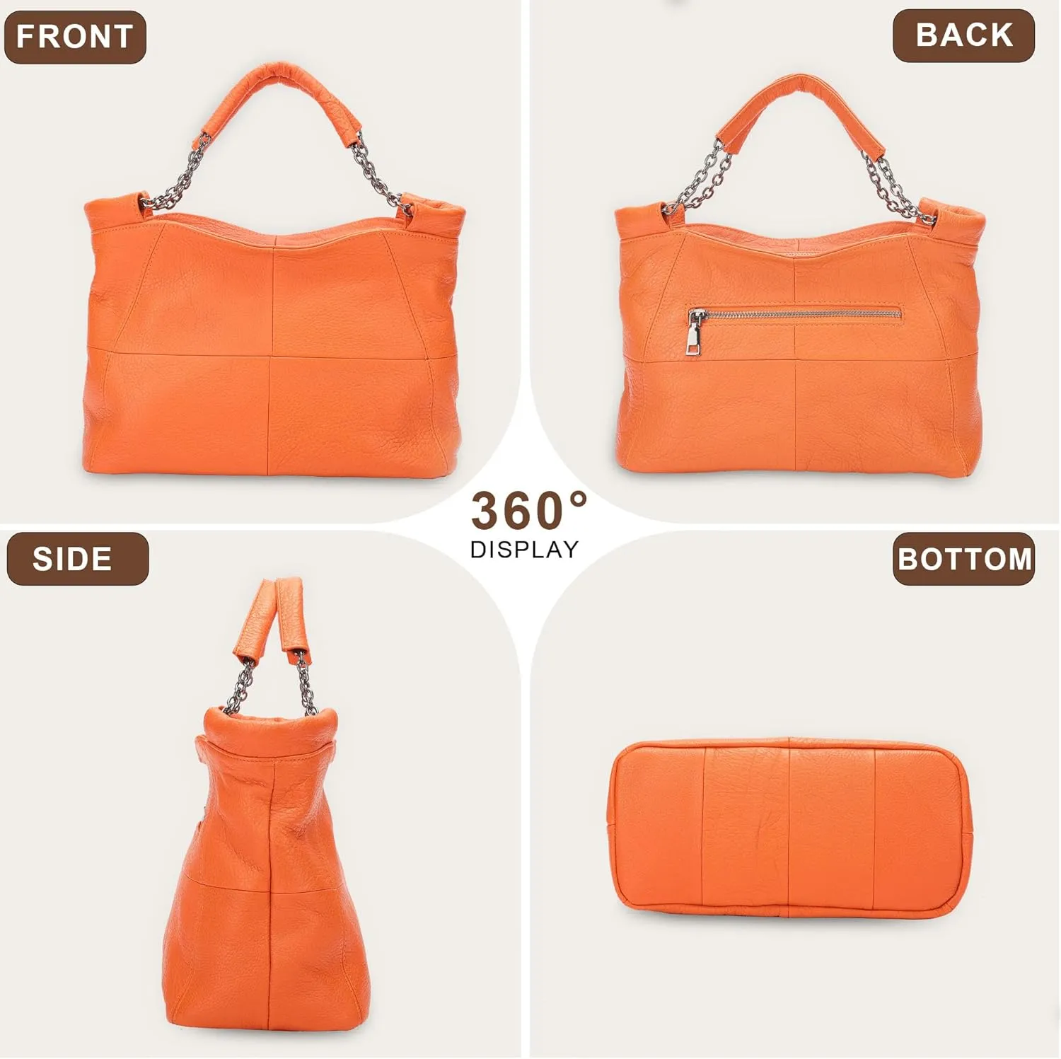 Ladies Crossbody Bag Multi Purpose Leather Handbag Adjustable Chain and Detachable Shoulder Bag
