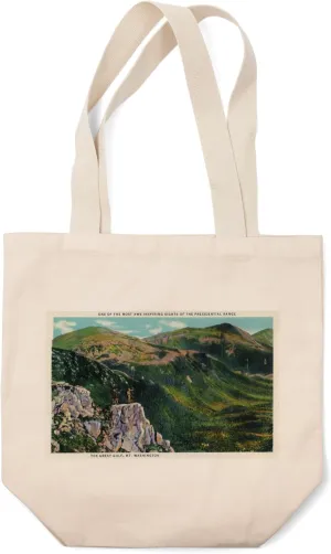 Lantern Press Mount Washington, NH, The Great Gulf of The Presidential Range View (100% Cotton Canvas Reusable Tote Bag)