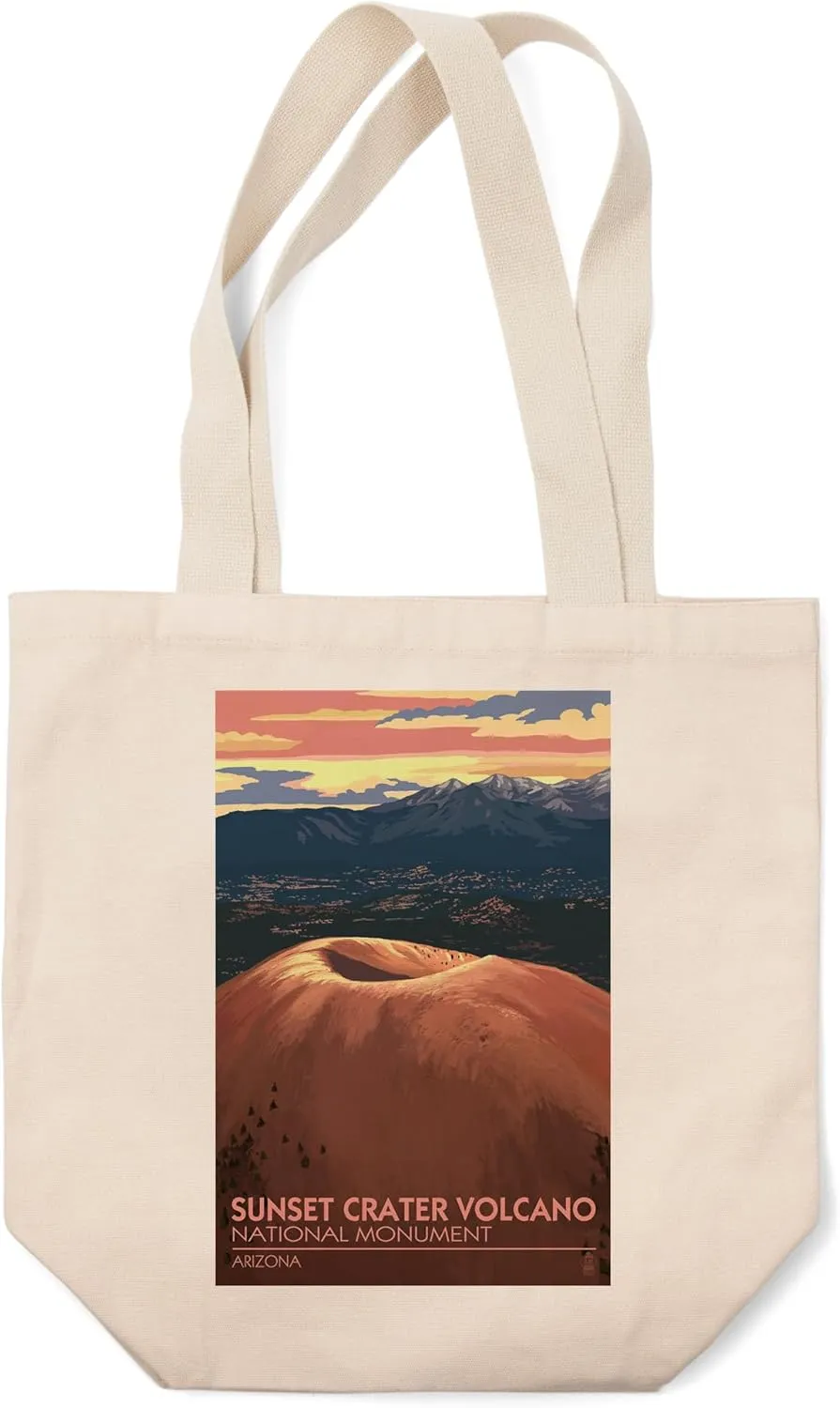 Lantern Press Sunset Crater Volcano National Monument, Arizona (100% Cotton Canvas Reusable Tote Bag)