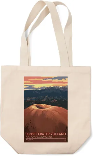 Lantern Press Sunset Crater Volcano National Monument, Arizona (100% Cotton Canvas Reusable Tote Bag)