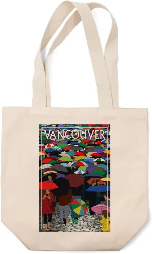 Lantern Press Vancouver, BC, Umbrellas (100% Cotton Canvas Reusable Tote Bag)