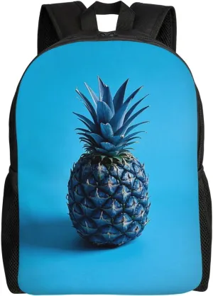 Laptop Backpack for Women Men Carry-on Backpack Blue pineapple Daypack Lightweight Travel Shoulder Bags