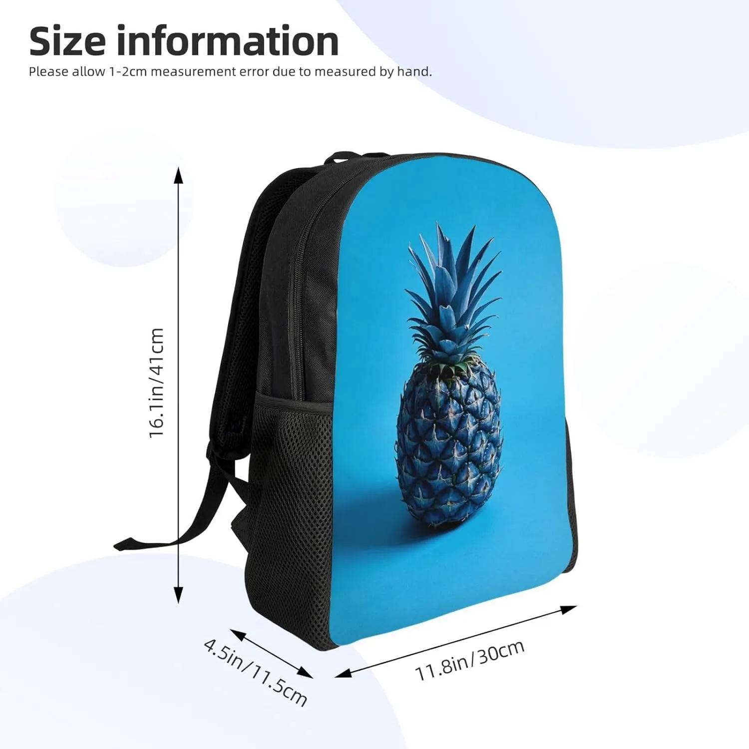 Laptop Backpack for Women Men Carry-on Backpack Blue pineapple Daypack Lightweight Travel Shoulder Bags