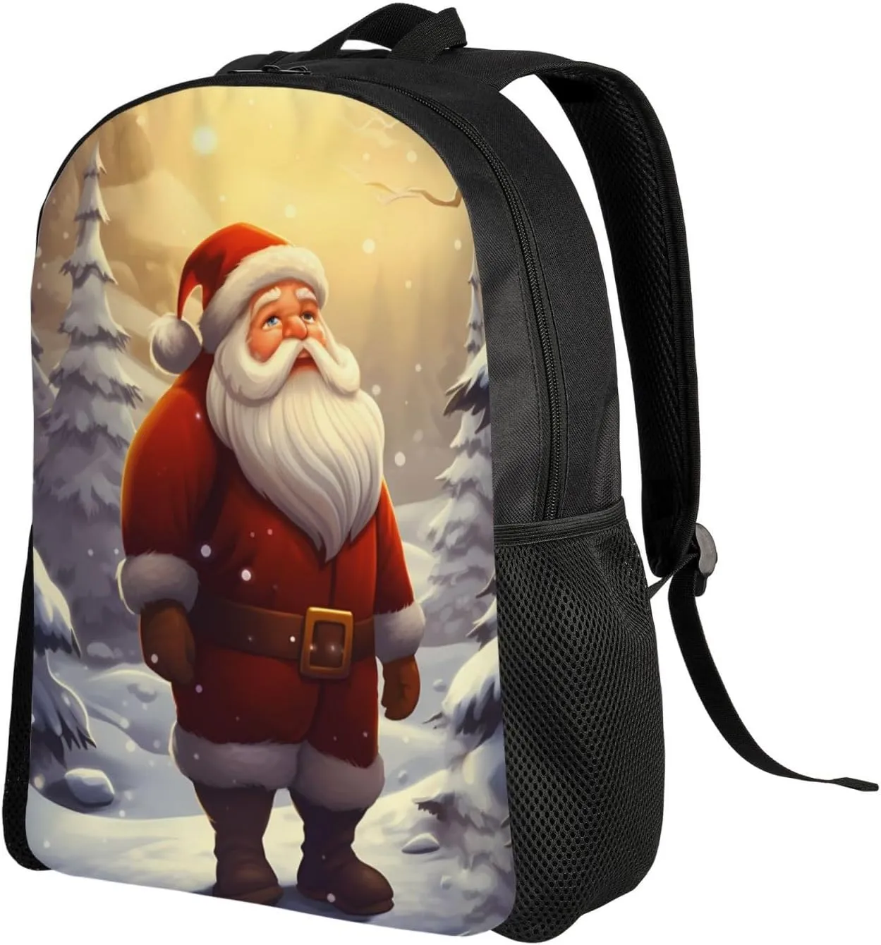 Laptop Backpack for Women Men Carry-on Backpack Santa Claus in the Snow Daypack Lightweight Travel Shoulder Bags