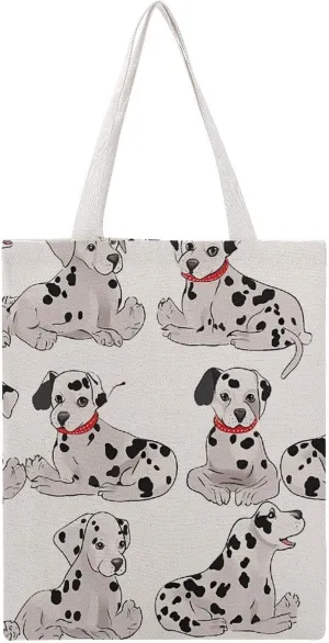 Large Canvas Shopping Bag,Cute Dalmatian Print Cotton Tote Bag,practical Large Capacity Tote Bag,ladies Tote Bag