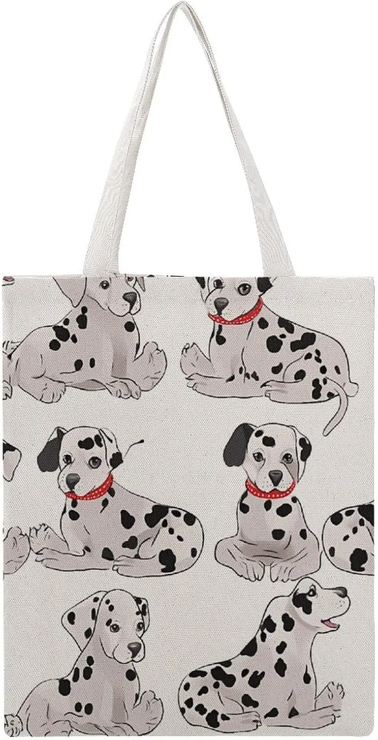 Large Canvas Shopping Bag,Cute Dalmatian Print Cotton Tote Bag,practical Large Capacity Tote Bag,ladies Tote Bag