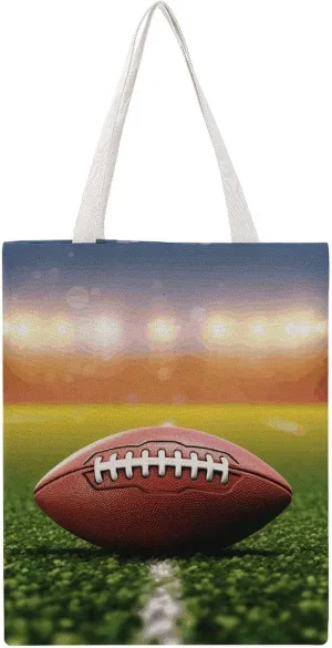 Large Canvas Shopping Bag,Football Ball On Grass Sports Print Cotton Tote Bag,practical Large Capacity Tote Bag,ladies Tote Bag