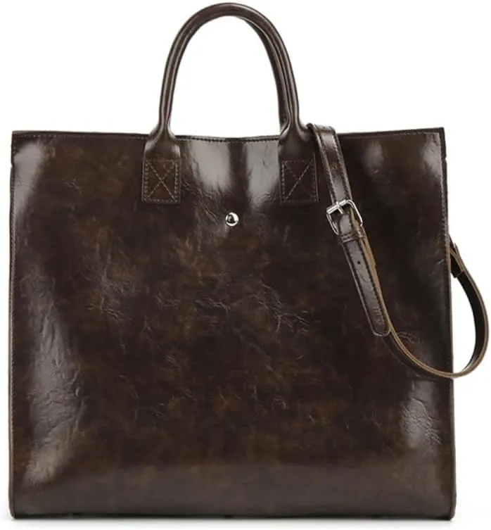 Large Capacity Tote Bags Vintage Genuine Leather Purses Handbags Ladies Commuter Bag Crossbody Bag for Women