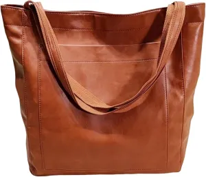 Large Capacity Vintage Leather Tote Bag for Women Purses and Ladies Shoudler Handbags Casual Travel Bag