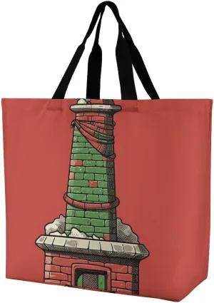 Large Grocery Bags Beach Tote Christmas Chimney Shopping Bag for Women Shoulder Bag for Travel Work Handbag