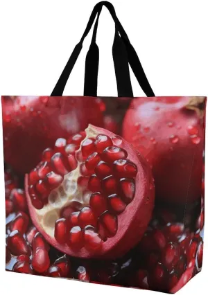 Large Grocery Bags Beach Tote Pomegranate Fruit Shopping Bag for Women Shoulder Bag for Travel Work Handbag