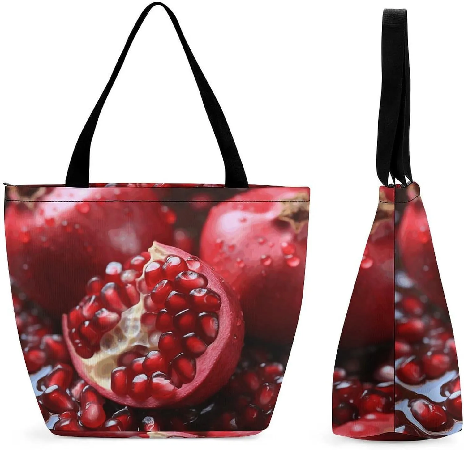 Large Grocery Bags Beach Tote Pomegranate Fruit Shopping Bag for Women Shoulder Bag for Travel Work Handbag