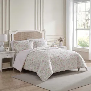 Laura Ashley - Queen Comforter Set, Luxuriously Soft Bedding with Matching Shams, Floral Home Decor (Morning Gloria Pink, Queen)