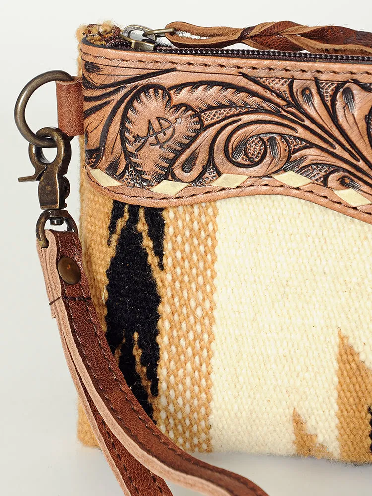 LC-ADBG344 Wristlet Genuine Western Leather Women Bag Paisley