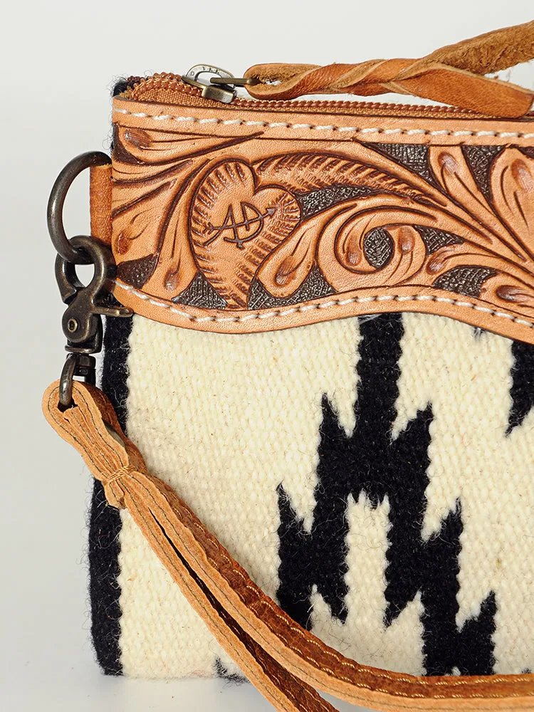 LC-ADBG344 Wristlet Genuine Western Leather Women Bag Paisley