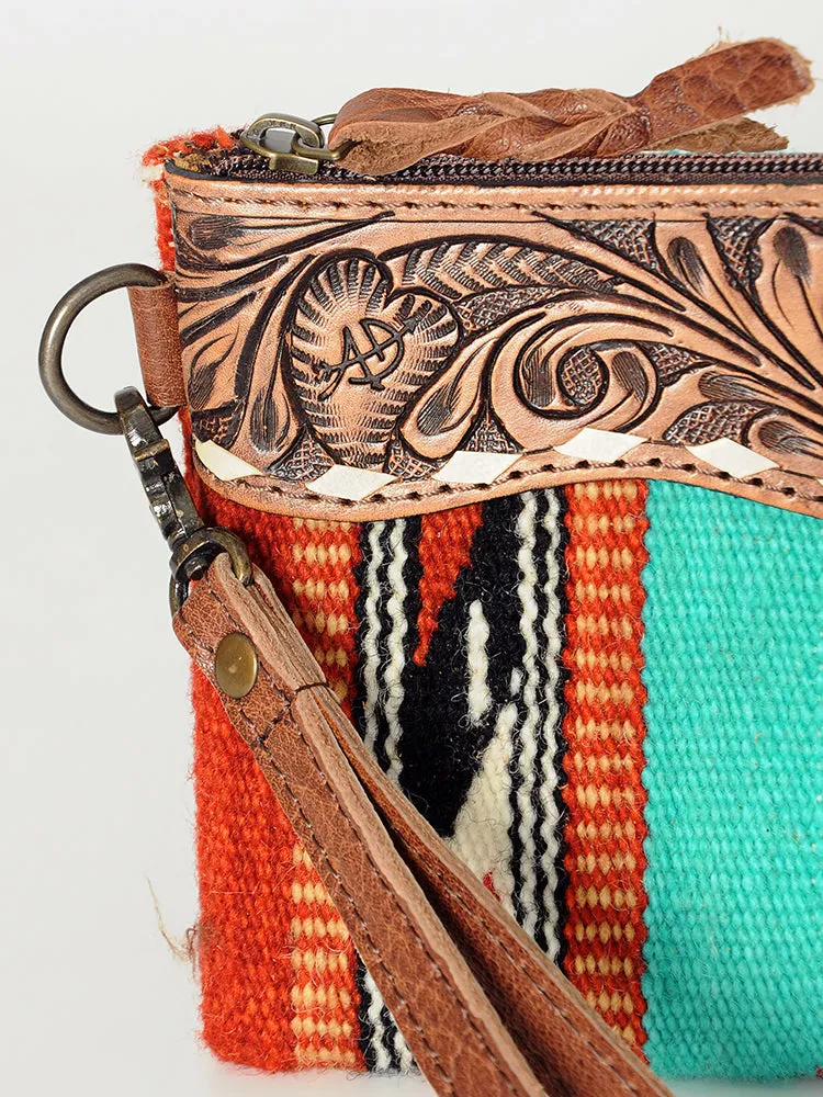 LC-ADBG344AM Wristlet Genuine Western Leather Women Bag Paisley