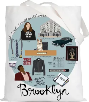 LEVLO Brooklyn 99 Canvas Tote Bag - Tv Gina Fans Gift & Jake Reusable Grocery Bag Merchandise