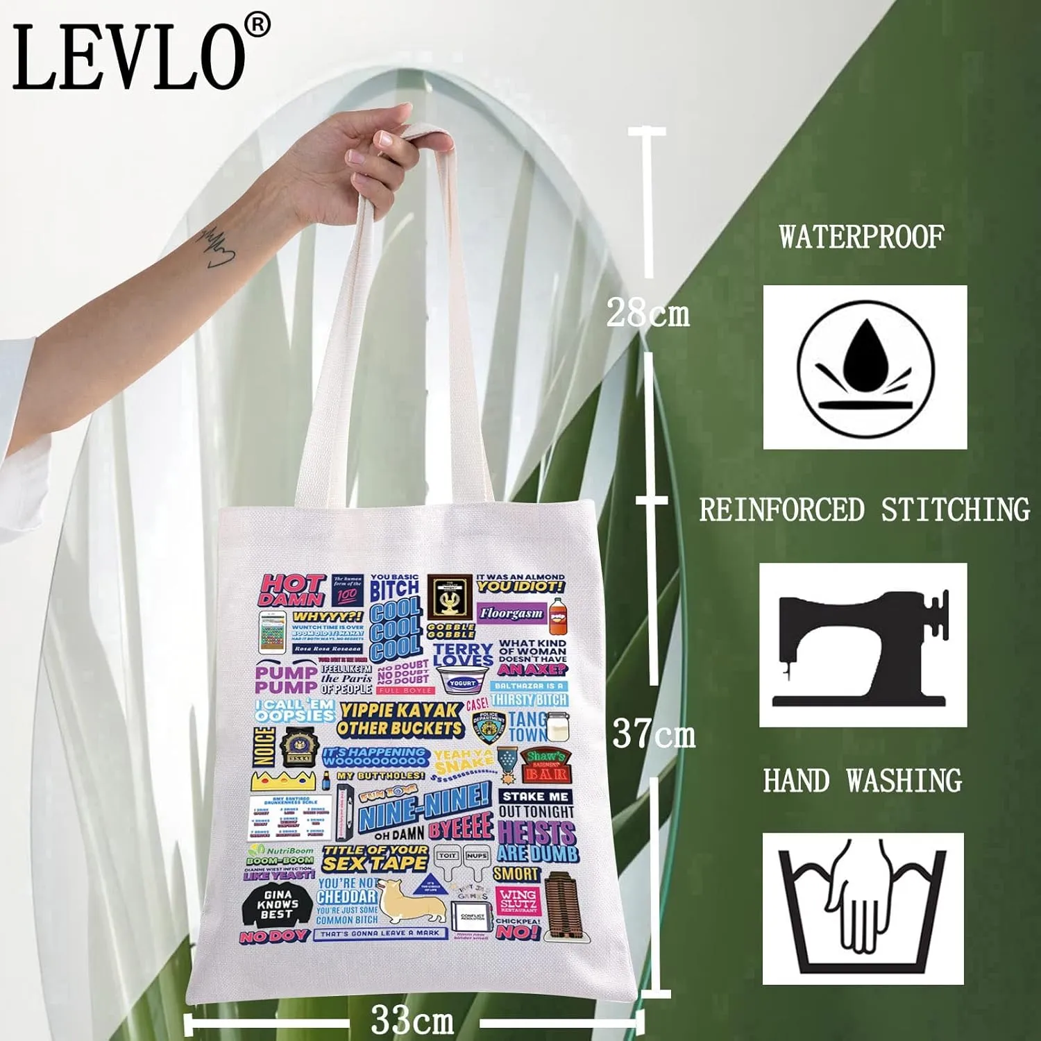 LEVLO Brooklyn 99 Quote Canvas Tote Bag TV Show Inspired Gift Brooklyn Theme Shoulder Bag Brooklyn Merchandise