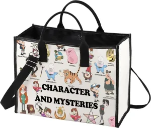 LEVLO Mabel & Dipper Twins Tote Bag Waddles Pig Fans Gift Gravity Character And Mysteries Shoulder Bag Grunkle Stan Merch