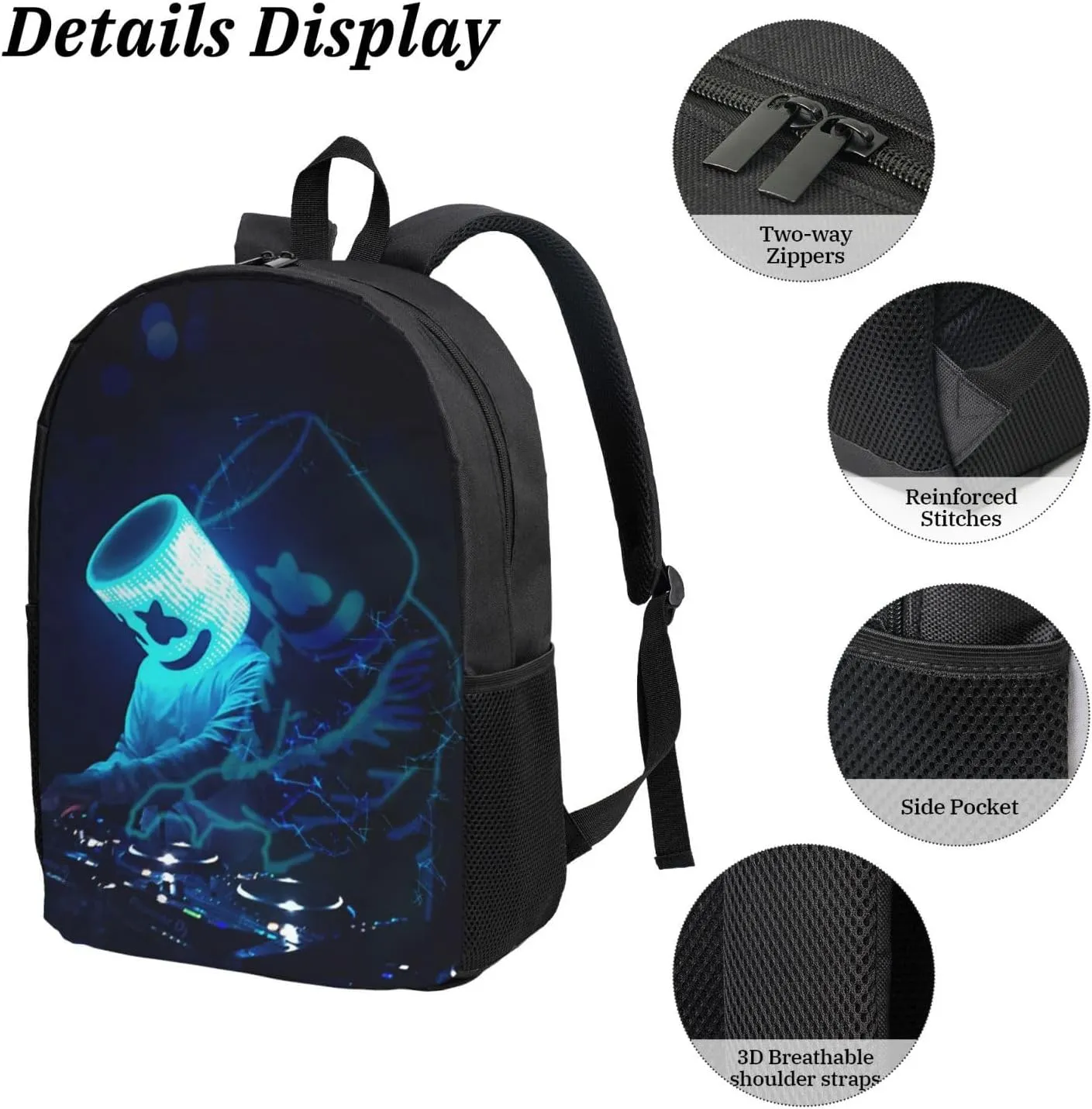 Lightweight Cool Backpacks 3D Printed Laptop Backpack Multifunctional Bag for Travel Shopping Hiking Camping Chrismas Birthday Gifts (Style-1)