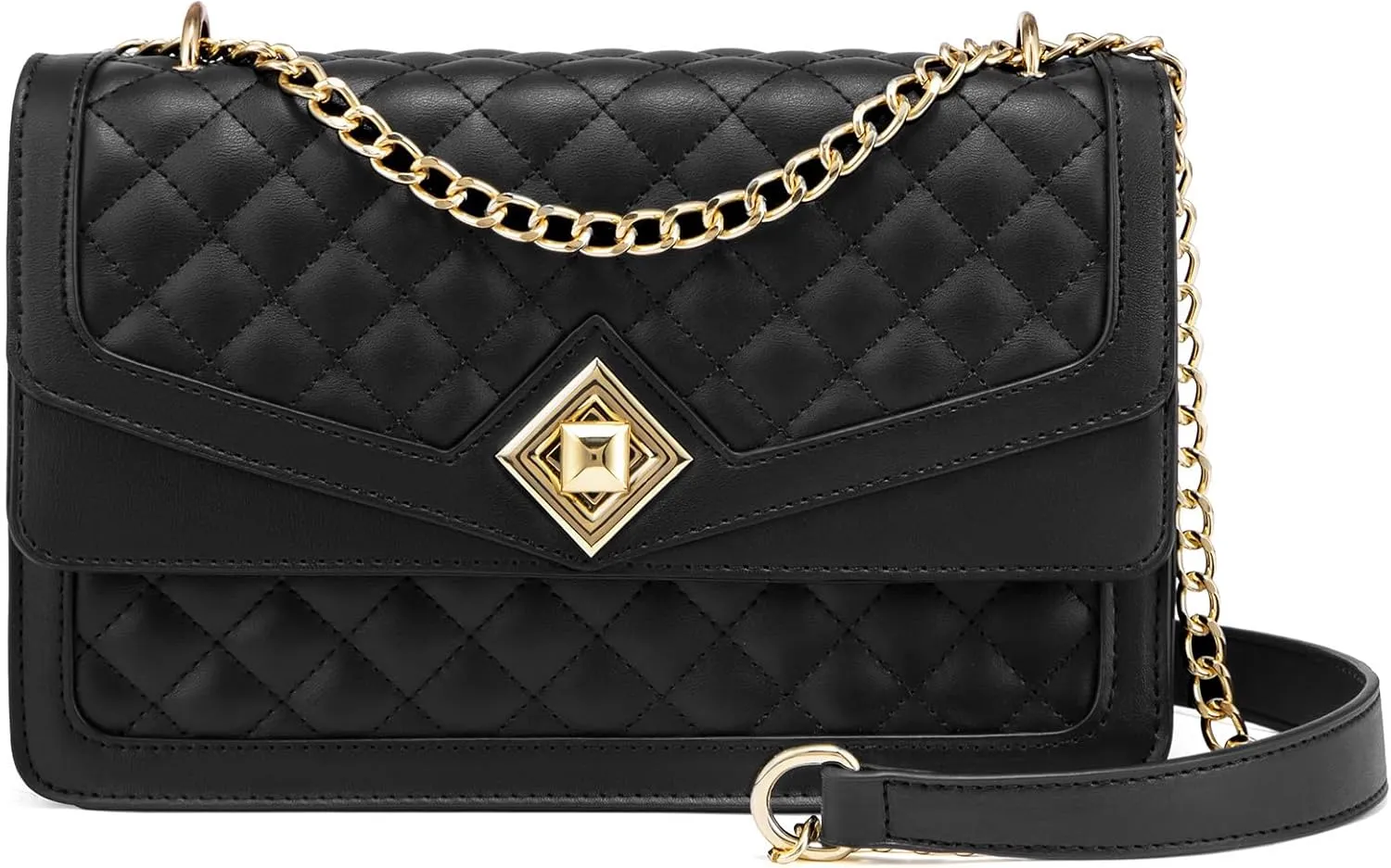 LOVEVOOK Crossbody Bags for Women Leather Quilted Shoulder Bag with Chain Strap Trendy Clutch Satchel Ladies Evening Bag
