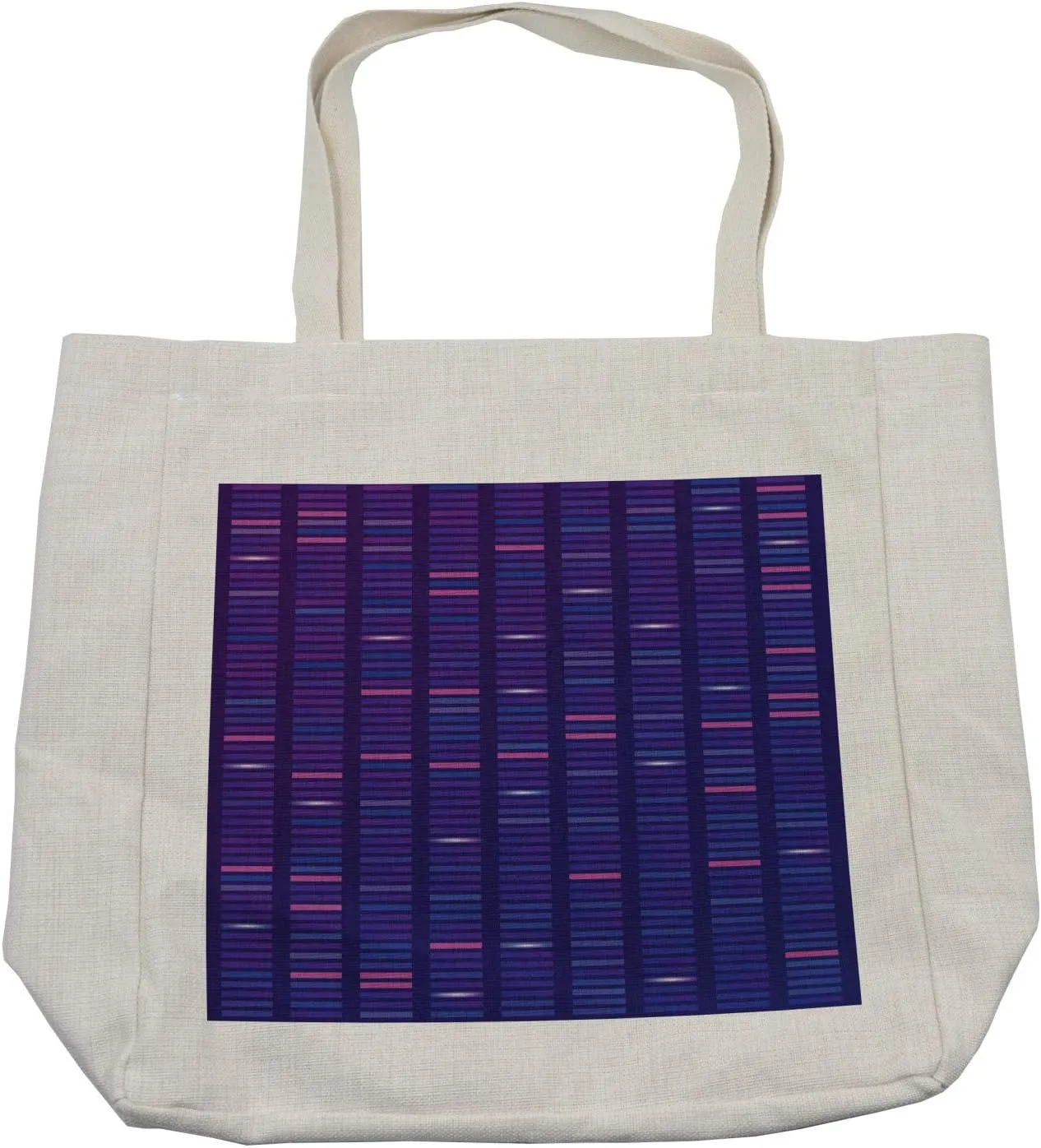 Lunarable Chemistry Shopping Bag, Interpretation of Genome Structure DNA Test Visualization Vertical Pattern, Eco-Friendly Reusable Bag for Groceries Beach and More, 15.5" X 14.5", Cream