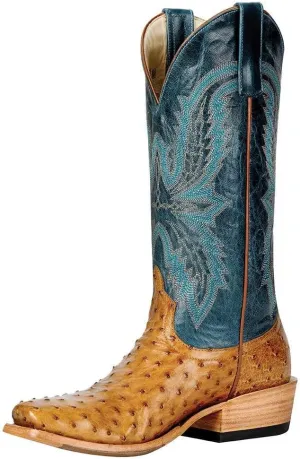 Macie Bean Women`s Top Hand Antique Saddle Navy Explosion Boot Tan 7.5 B