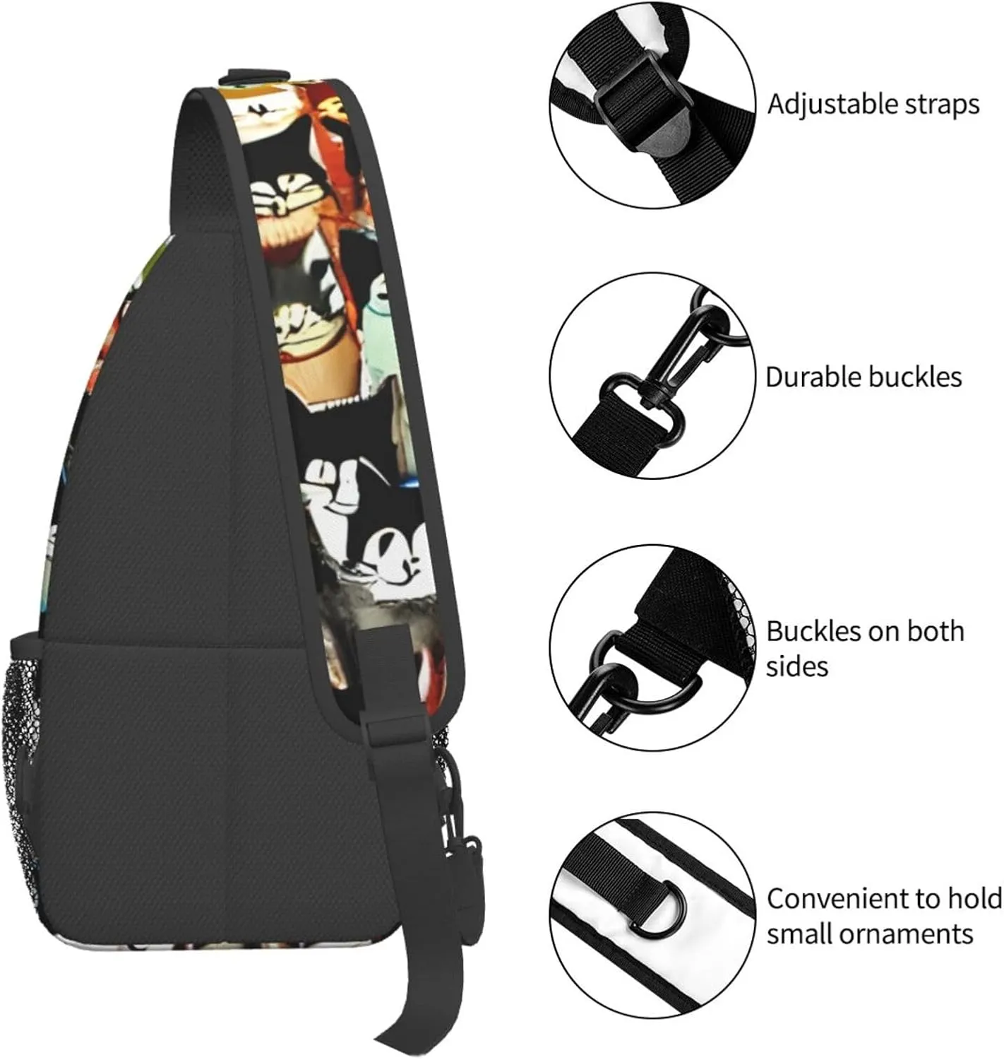 Many Cartoon Cat Unisex Casual Diagonal Chest Bag,Multipurpose Crossbody Shoulder Bag Travel Hiking Daypack