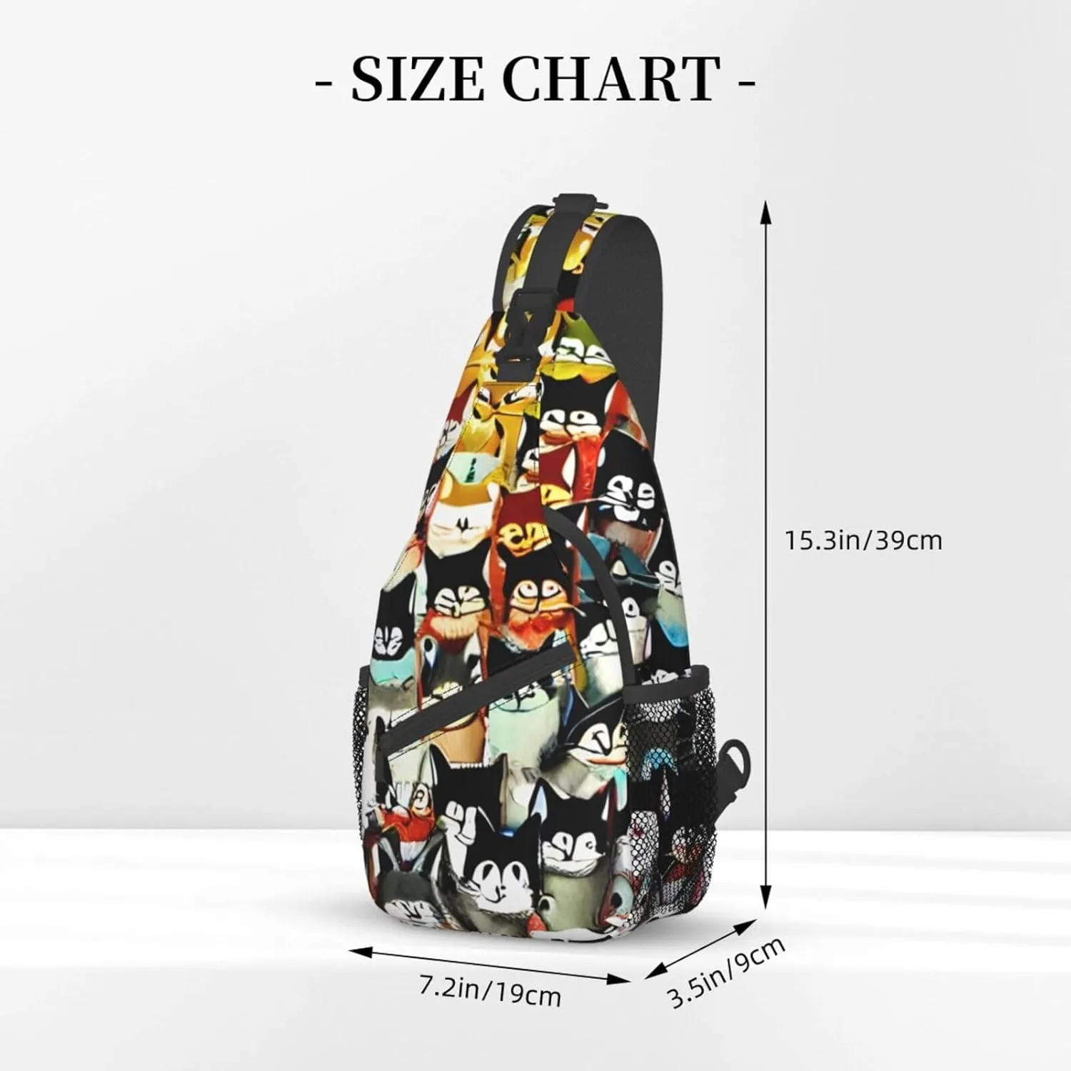 Many Cartoon Cat Unisex Casual Diagonal Chest Bag,Multipurpose Crossbody Shoulder Bag Travel Hiking Daypack