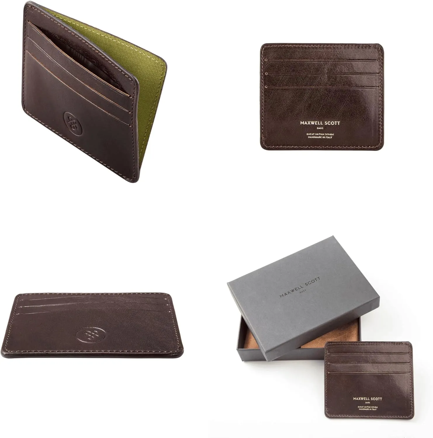 Maxwell Scott - Personalized Mens Luxury Leather Compact Credit Card Holder Case Slimline - The Marco - Dark Brown