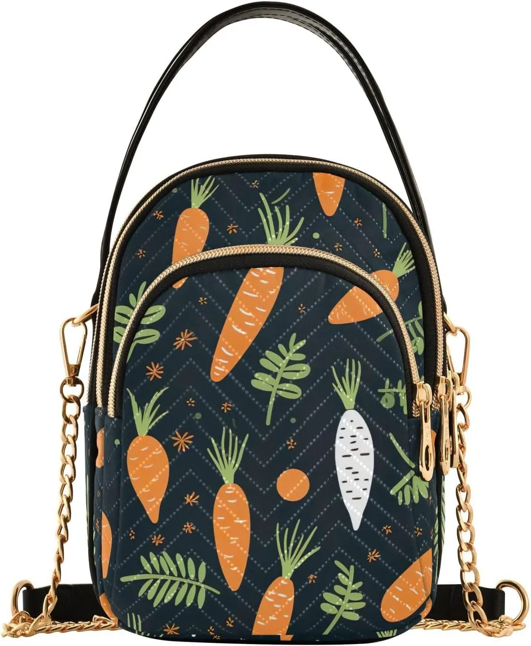 MCHIVER Carrots Plants Crossbody Bag for Women Cell Phone Purse Wallet with Removable Chain Shoulder Handbag for Travel Phone Passport Work