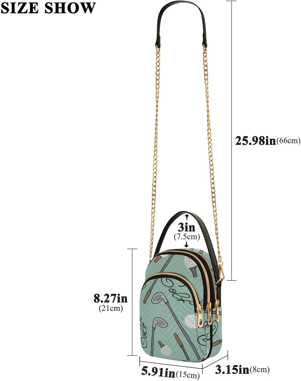 MCHIVER Golf Crossbody Bag for Women Cell Phone Purse Wallet with Removable Chain Shoulder Handbag