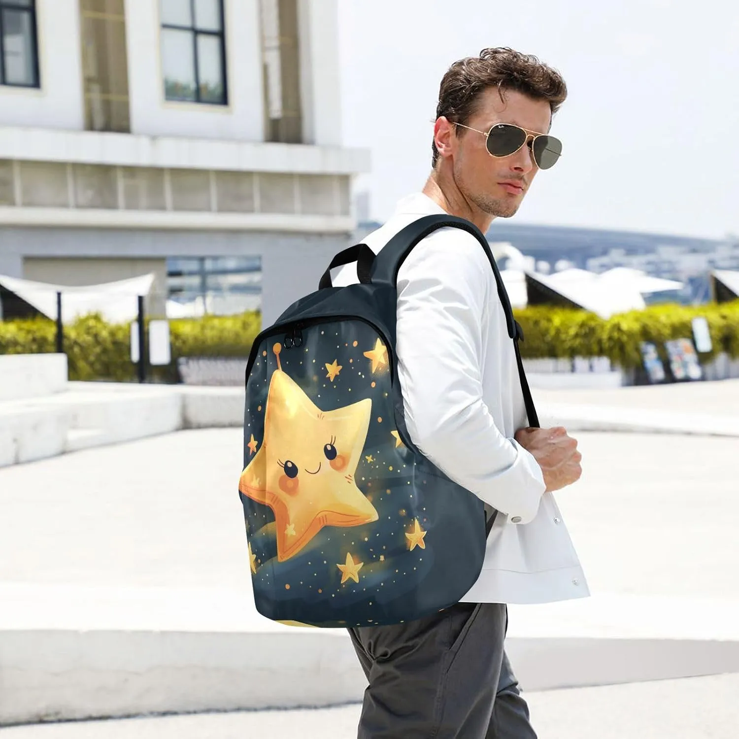Men Women Large Capacity Backpack Lightweight Bag Outdoor Daypack Travel Laptop Computer Shoulder Bag,big star