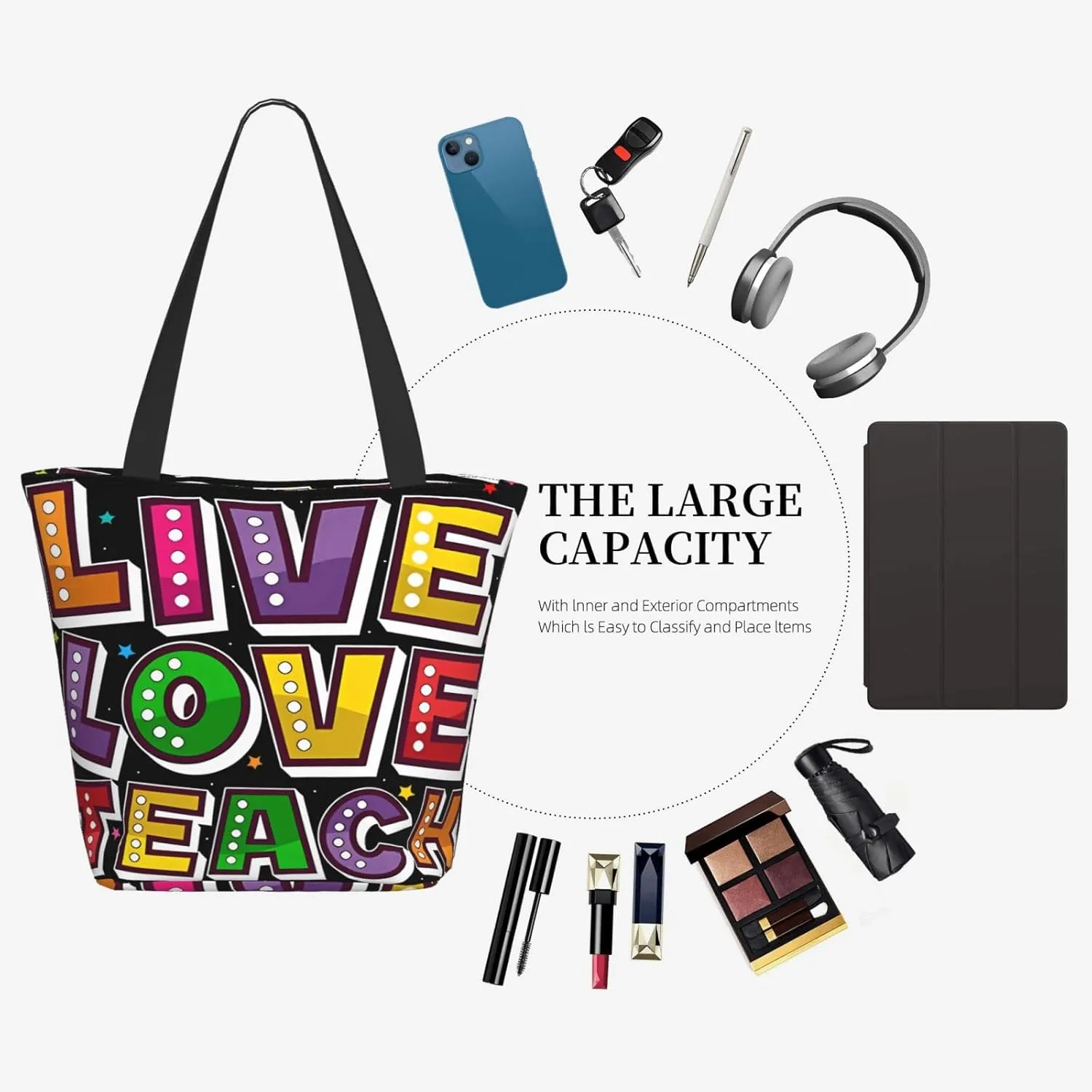 Mentor Teachers inspire Educate Coach Share Influence Tote Bag Shopping Handbag Large Capacity Shoulder Bag