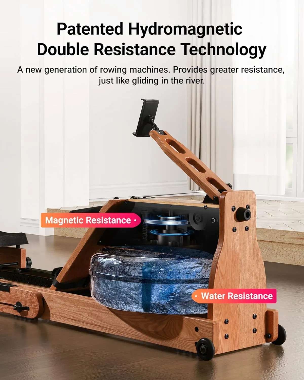 MERACH Water Rowing Machines for Home, Foldable Row Machine with 400LBS Weight Capacity, Dedicated Monitor and Comfortable Seat, Free MERACH App for Immersive Water Rower