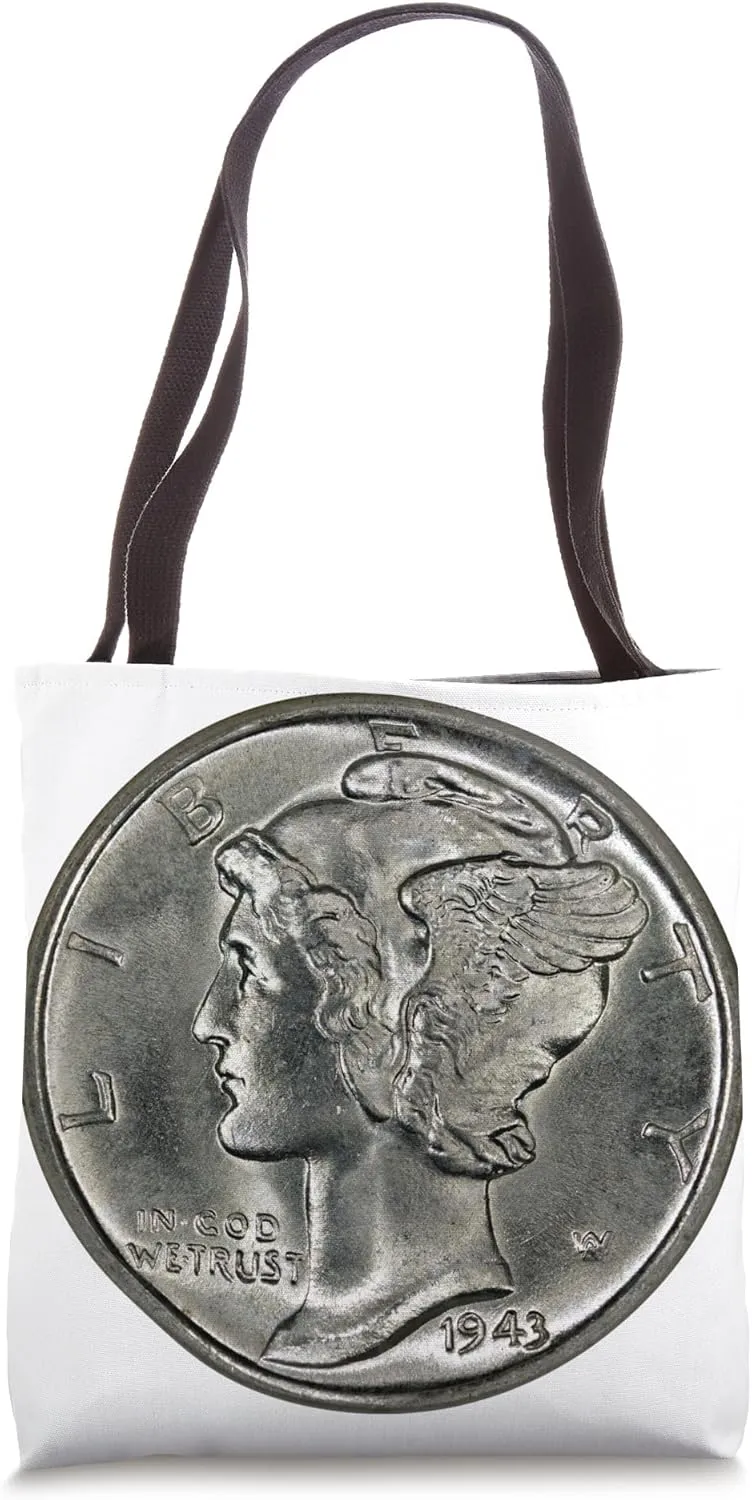 Mercury Dime - Winged Liberty Head Silver Coin Tote Bag