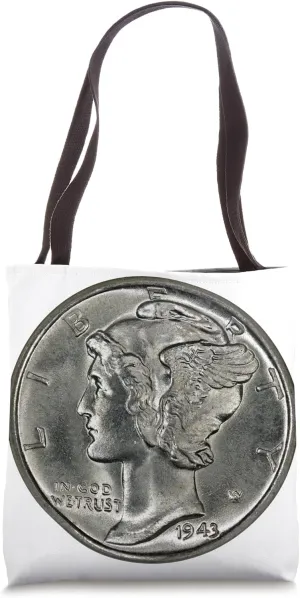 Mercury Dime - Winged Liberty Head Silver Coin Tote Bag