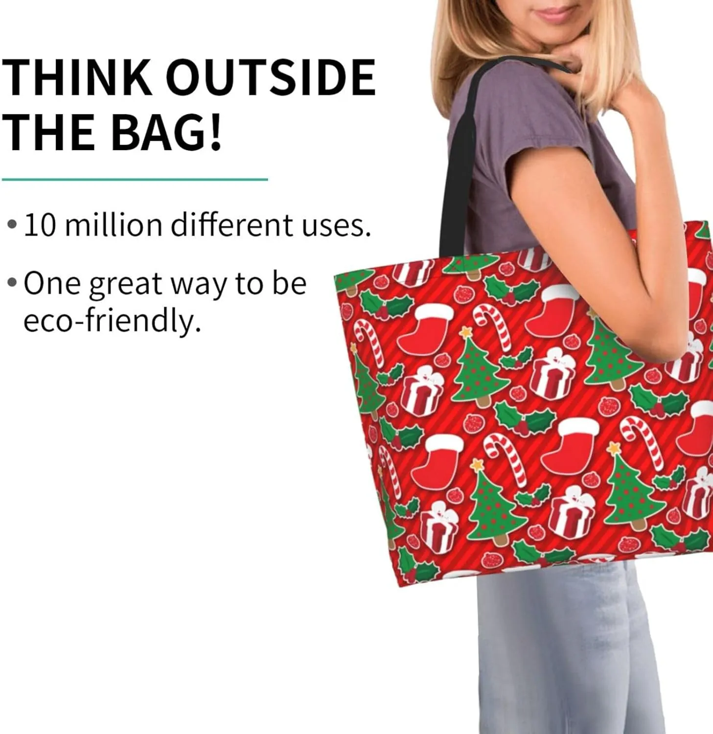 Merry Christmas Tote Bag for Women Mother,Christmas Snowman Snowflake Shopping Grocery Bag Shoulder Bags